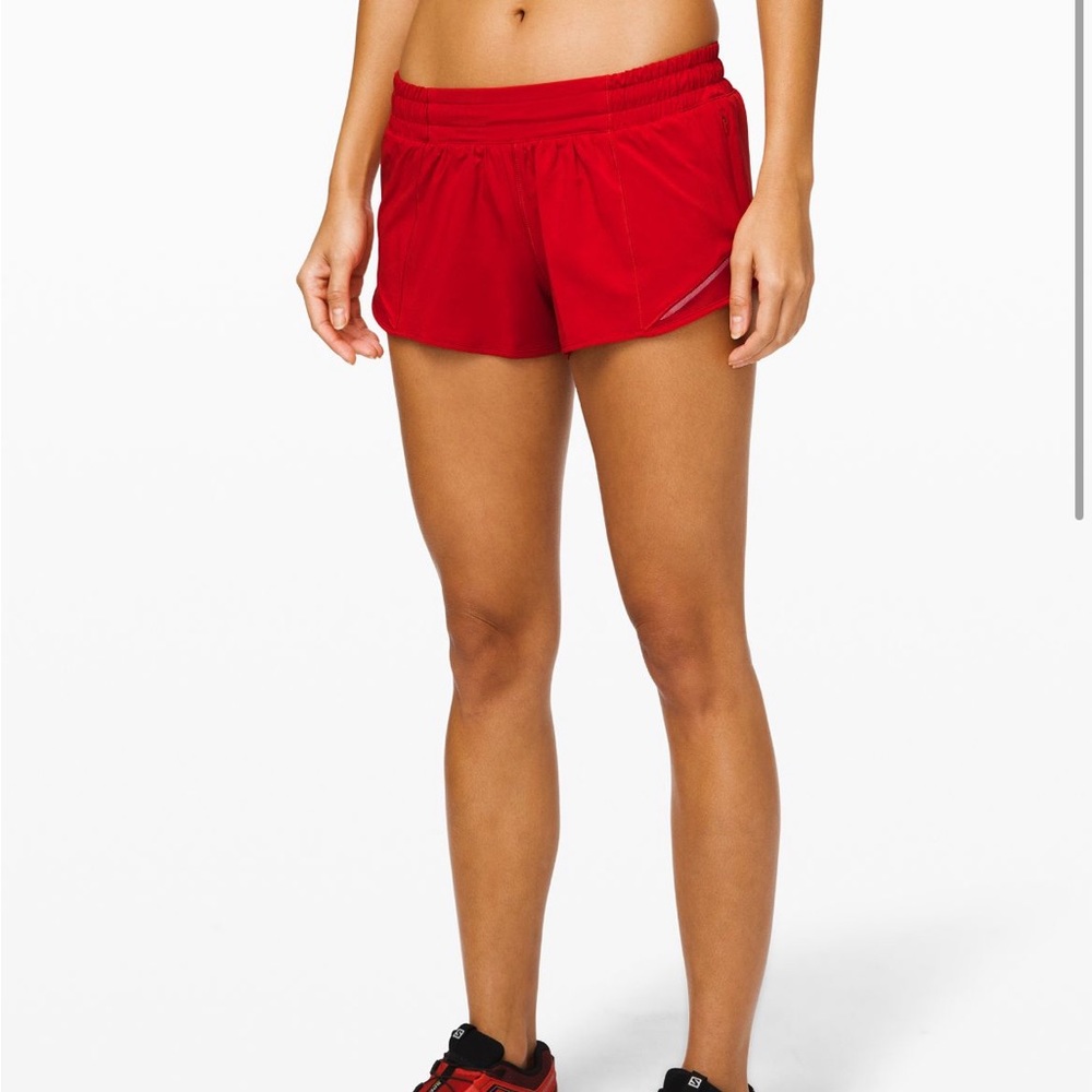 Lululemon Hotty Hot Mid Rise Short 4” Lined Shorts Dark Red Size 6